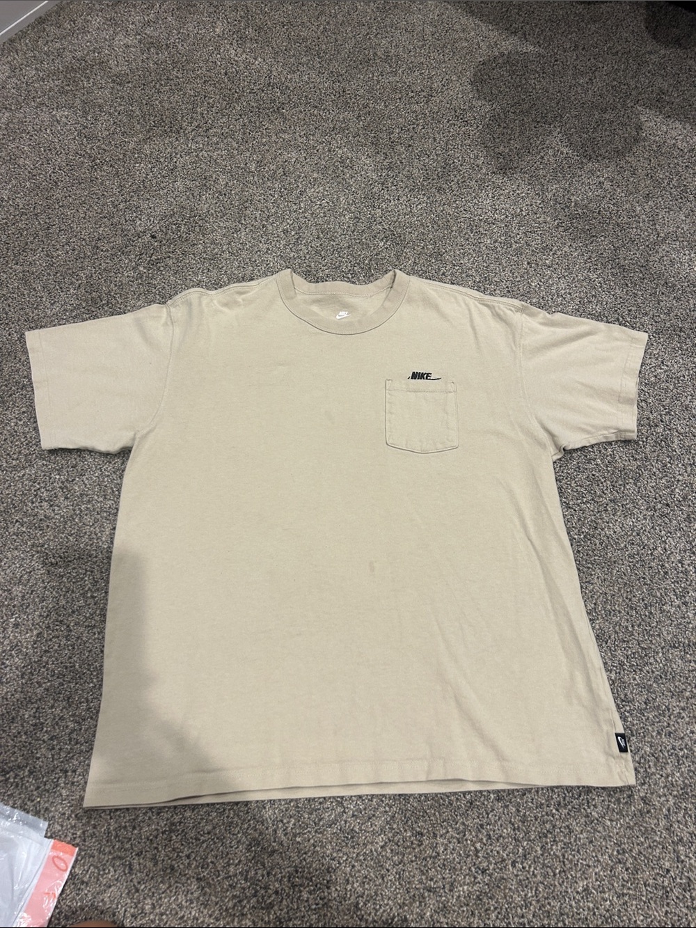 Nike Short Sleeve Pocket Tee in Beige